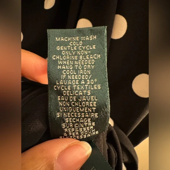 Ralph Lauren Black White Polka Dot Sleeveless Dress Size 6 ruched - Picture 5 of 6